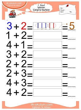 Çocuklar İçin toplam işlemi yaprak testleri 